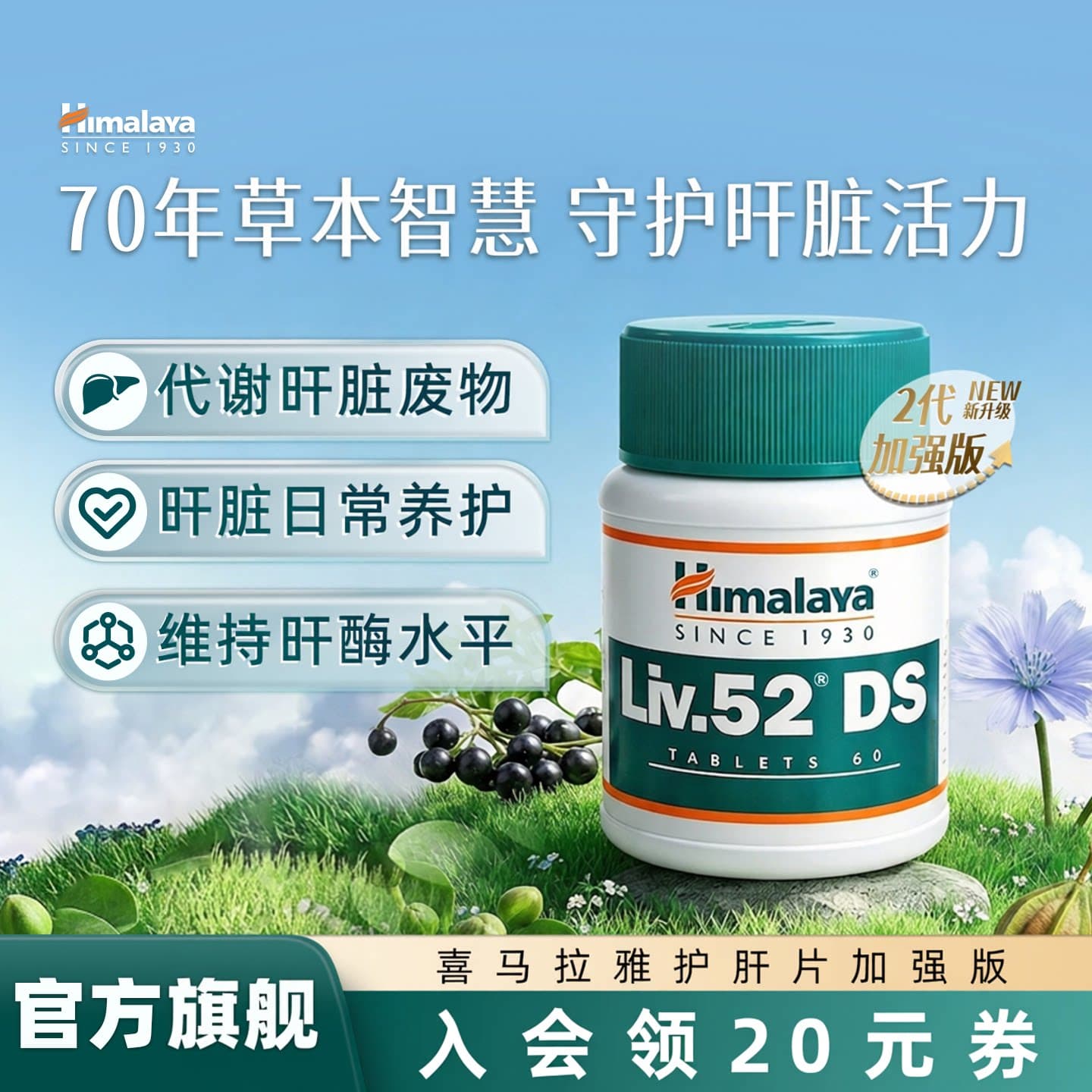 Himalaya喜马拉雅护肝片Liv.52DS解酒熬夜养肝非水飞蓟奶蓟草B - 商品图1