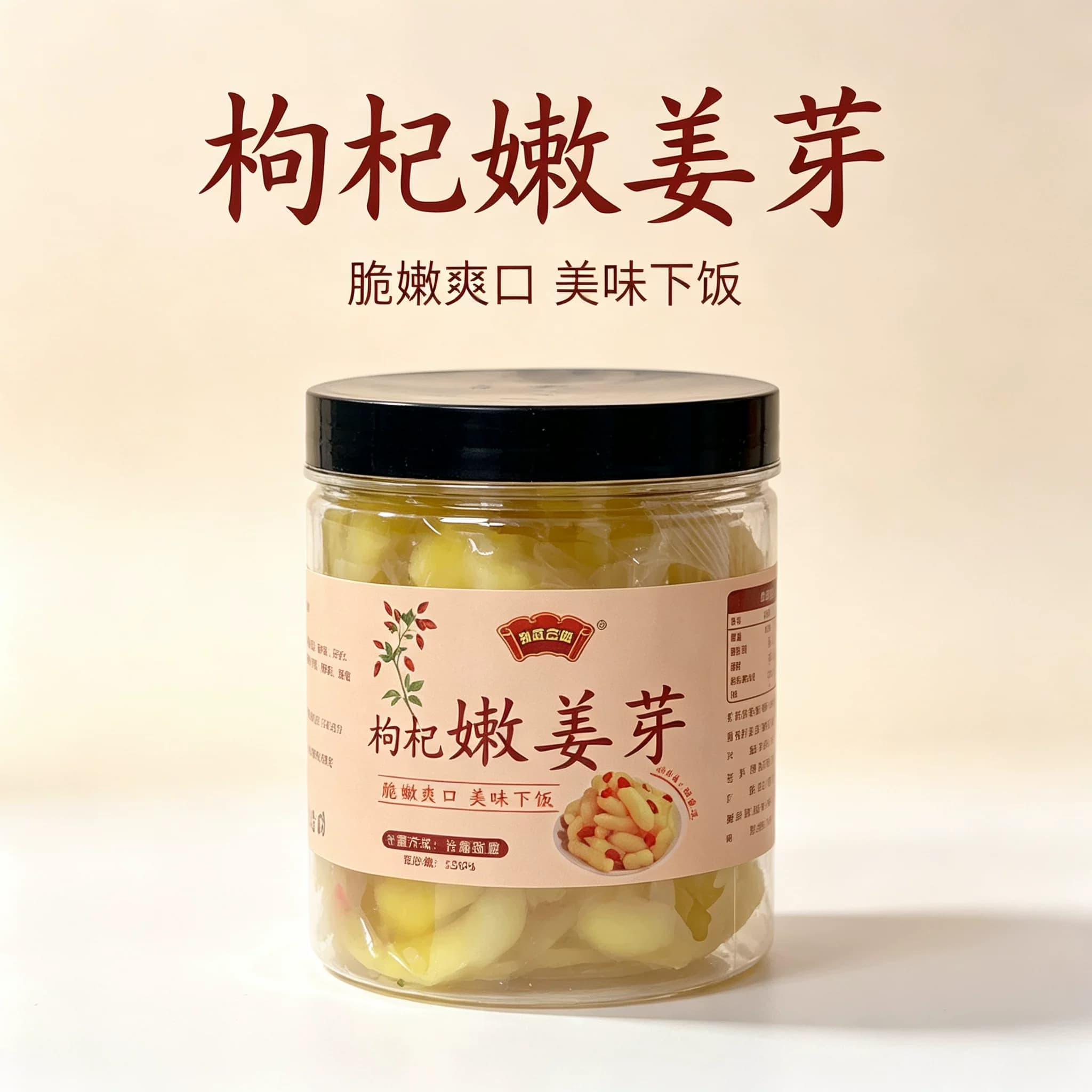 枸杞嫩姜芽瓶装400g泡菜开胃菜下饭菜鲜嫩姜芽爽口生姜片腌制酱菜 - 商品图1