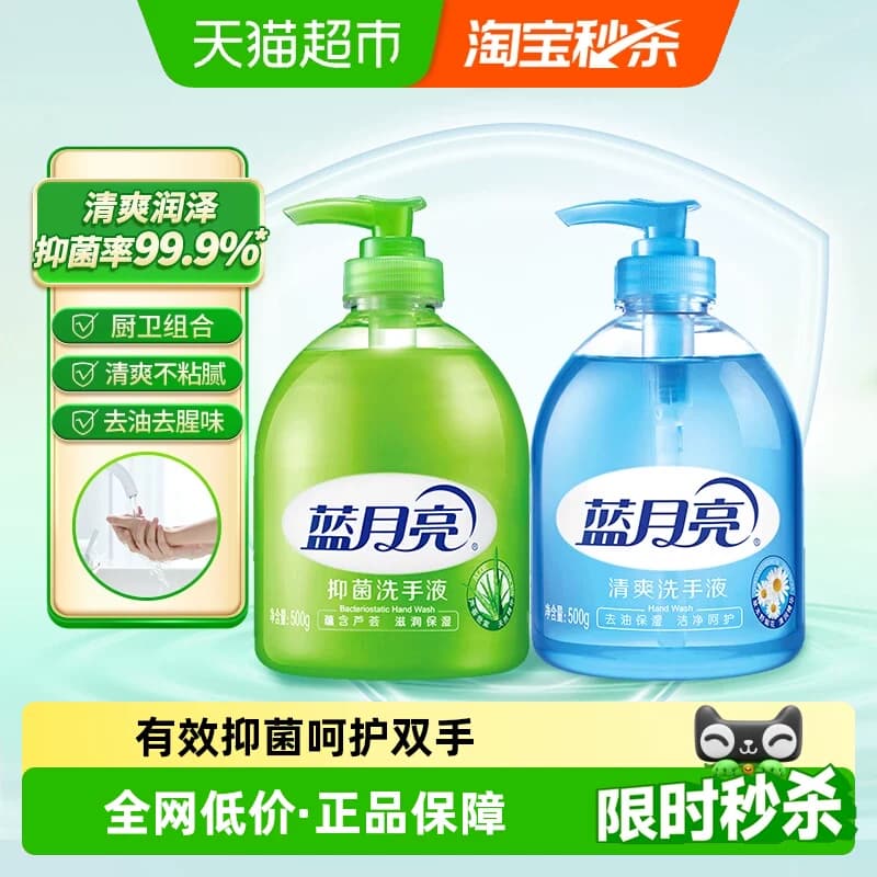 蓝月亮家用洗手液芦荟抑菌+野菊花去油清爽厨卫两用500g*2瓶 - 商品图1