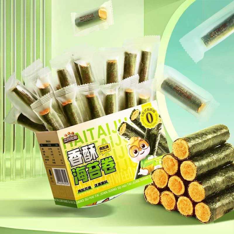 三只松鼠肉松海苔卷箱装夹心海苔海味蛋卷日常休闲健康零食ss - 商品图1
