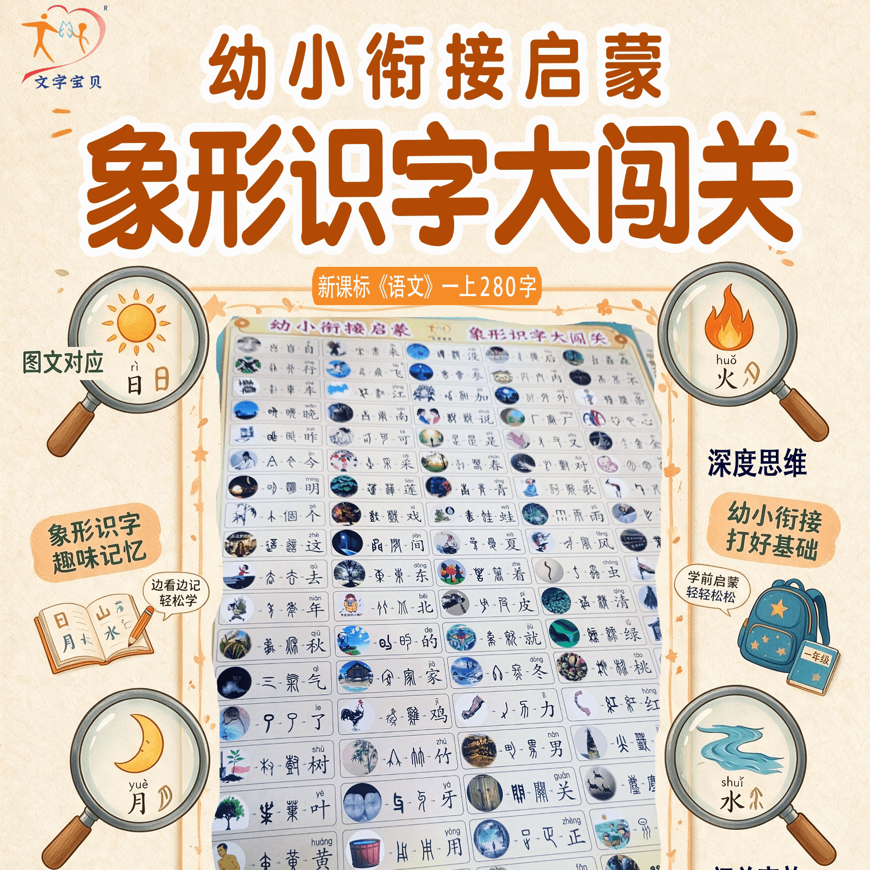 象形识字大闯关幼小衔接学前一年级大班游戏幼儿认字早教启蒙趣味 - 商品图1