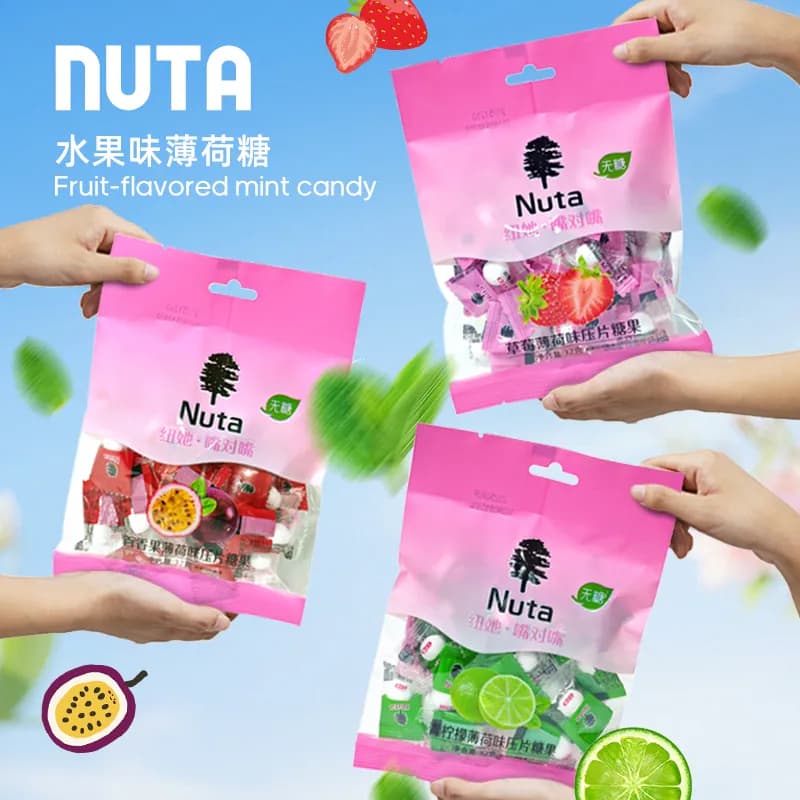 Nuta纽她无蔗糖薄荷糖网红水果味清新口气压片糖果32g袋装 - 商品图1