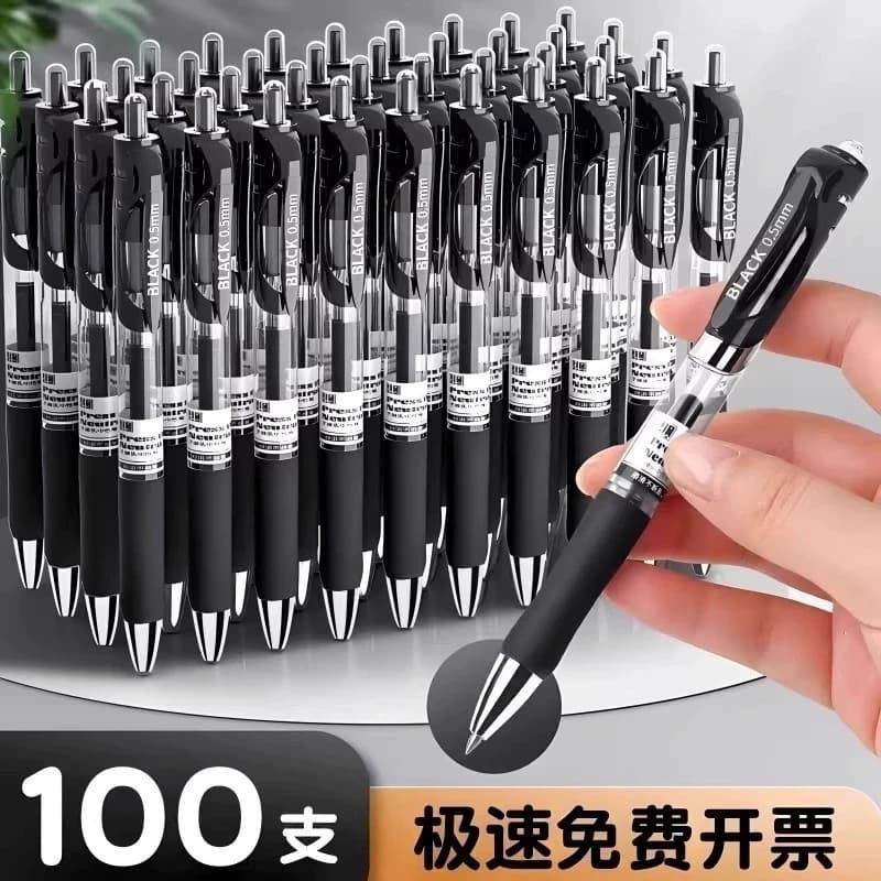 按动中性笔圆珠笔签字笔水笔学生用蓝笔商务办公考试专用刷题老师红笔笔芯医生处方笔K35顺滑速干用笔大容量 - 商品图1