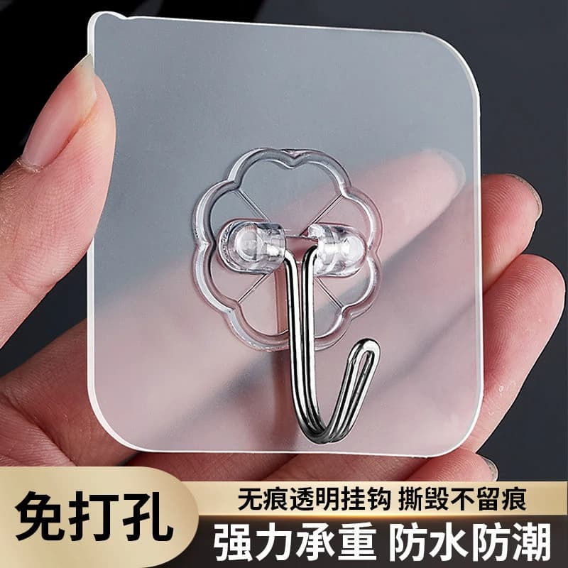 粘钩强力无痕挂钩免打孔承重粘胶墙壁贴墙上透明挂勾贴钩钩子粘贴 - 商品图1