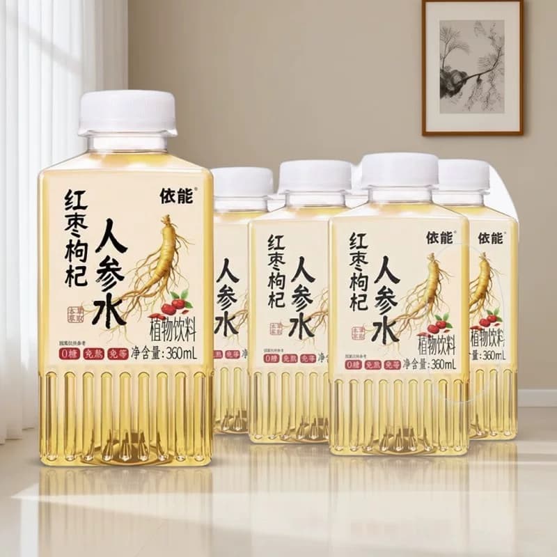 依能红枣枸杞人参水饮料0糖0脂肪0糖草本萃取植物饮品360ml*6瓶装 - 商品图1