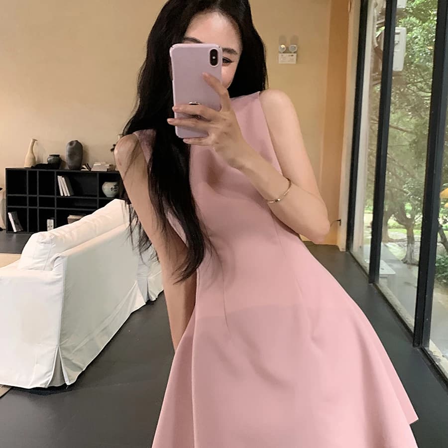 M6J2026夏季法式绝美连衣裙女气质收腰长裙茶歇裙 - 商品图1