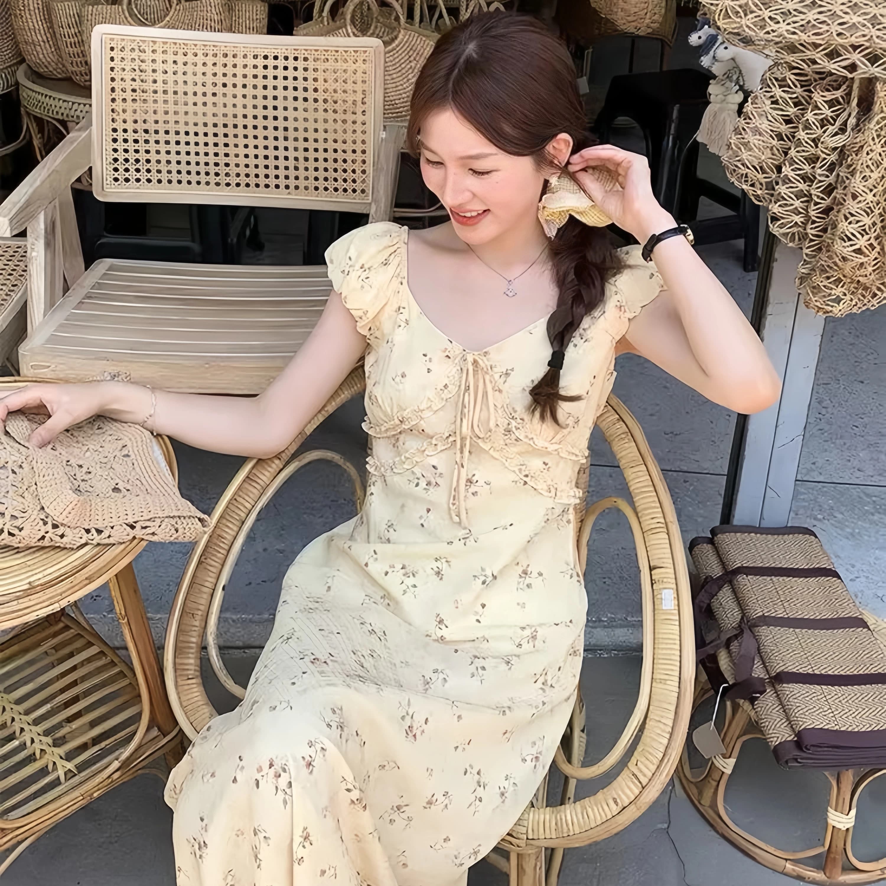 QYG2 2026夏季法式绝美连衣裙女气质收腰长裙茶歇裙 - 商品图1