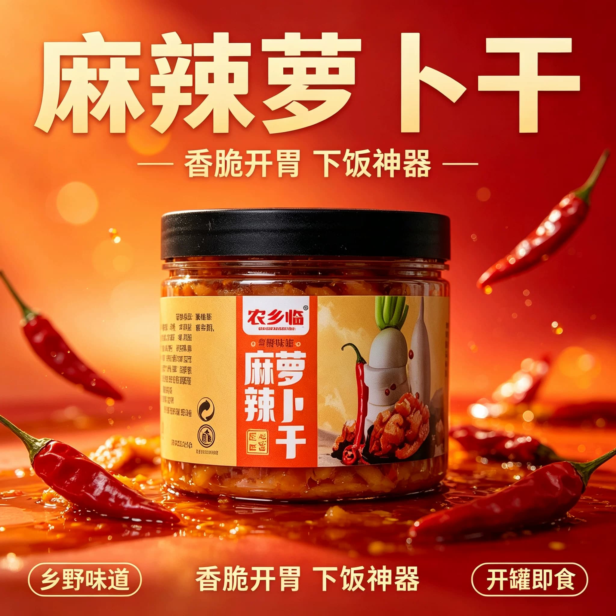 麻辣萝卜干罐装210克下饭菜农家特产酱菜香辣脆萝卜干咸菜罐装 - 商品图1