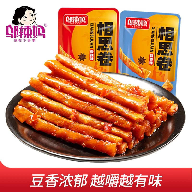 邬辣妈相思卷麻辣条豆筋素食豆腐干小包装儿时休闲零食品手撕批发 - 商品图1