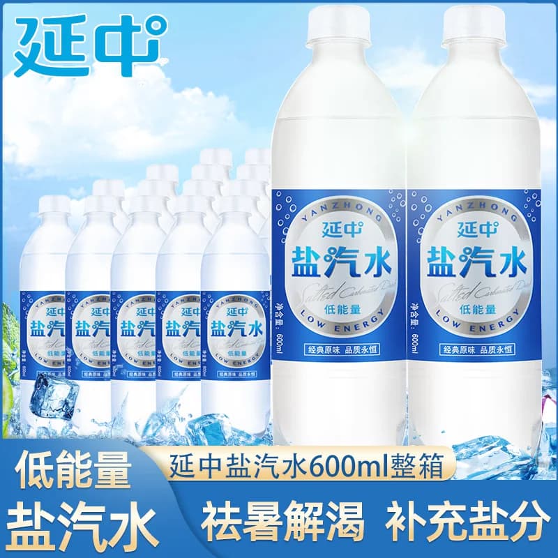 上海延中盐汽水600ml*20瓶整箱批发低能量碳酸咸味饮料解渴夏季喝 - 商品图1