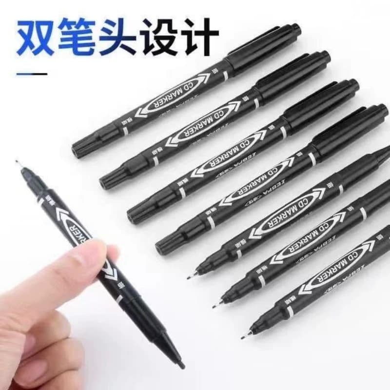 5支勾线笔小双头黑色记号 - 商品图1