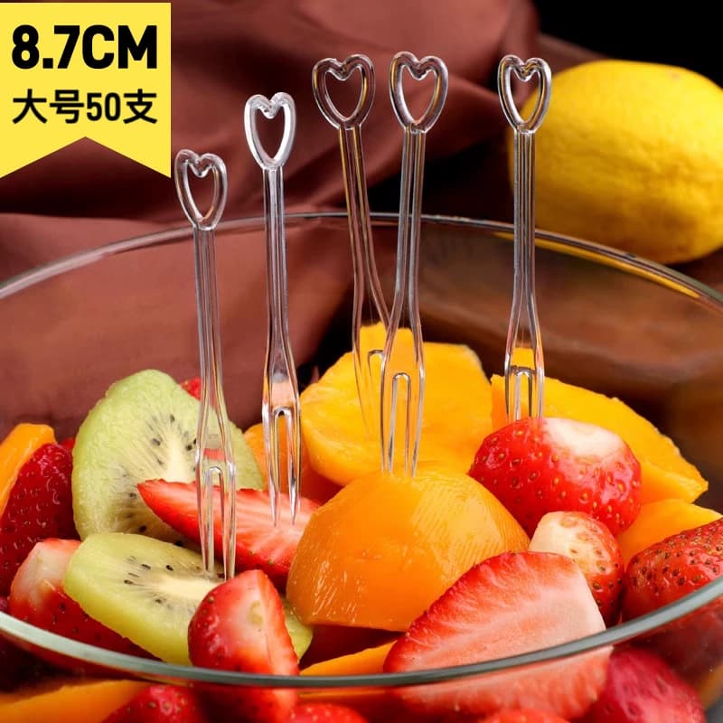 【50根 大号】一次性爱心型水果叉 - 商品图1