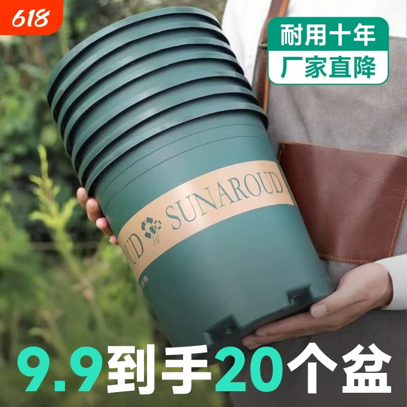 花盆塑料2024树脂多肉绿萝月季加仑盆栽加厚透气阳台耐用种植托盘 - 商品图1