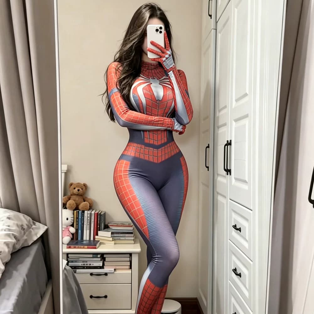 性感女蜘蛛侠紧身连体衣抖音网红变装制服cosplay动漫万圣节套装 - 商品图1