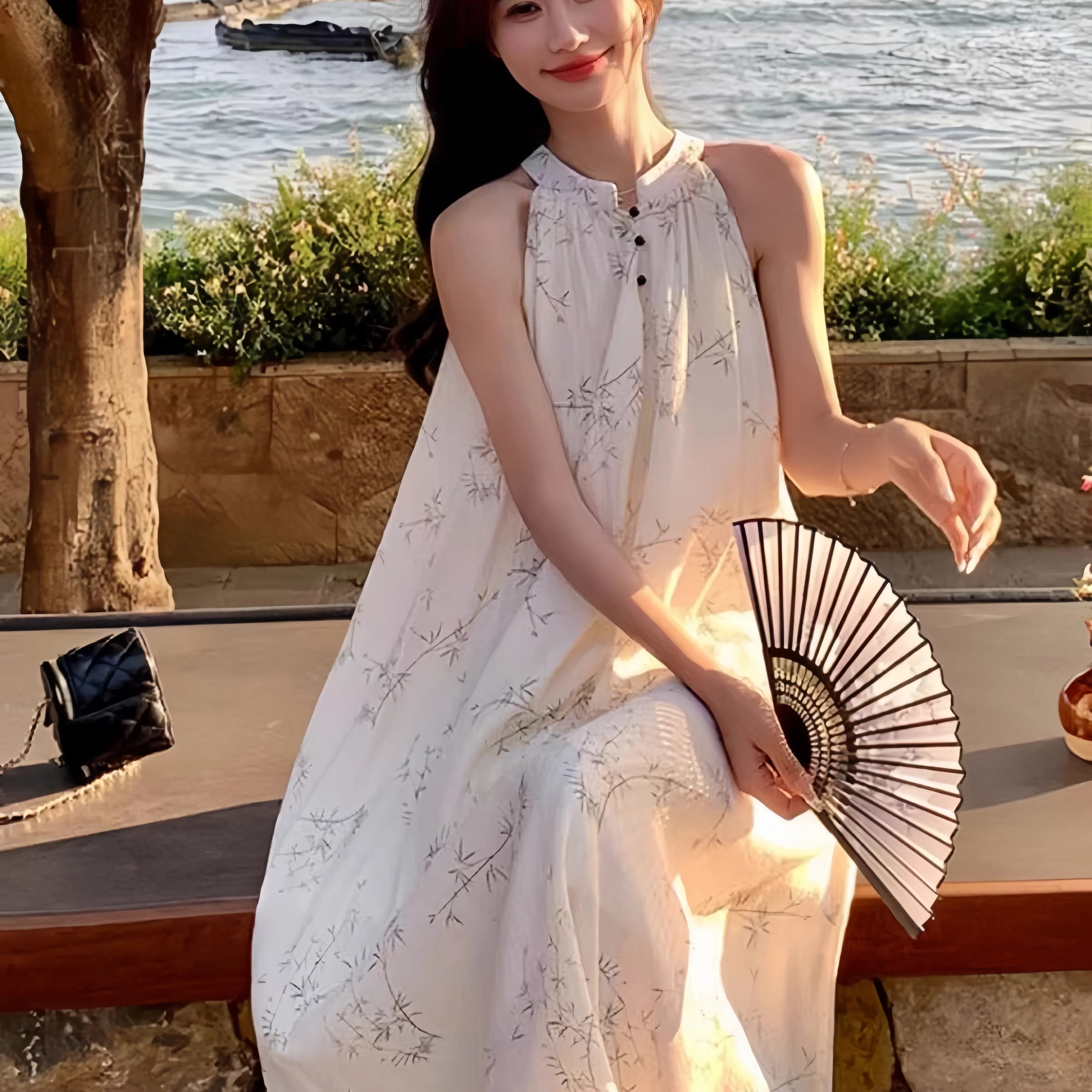 AK2026夏季法式绝美V领碎花连衣裙女气质收腰长裙茶歇裙 - 商品图1