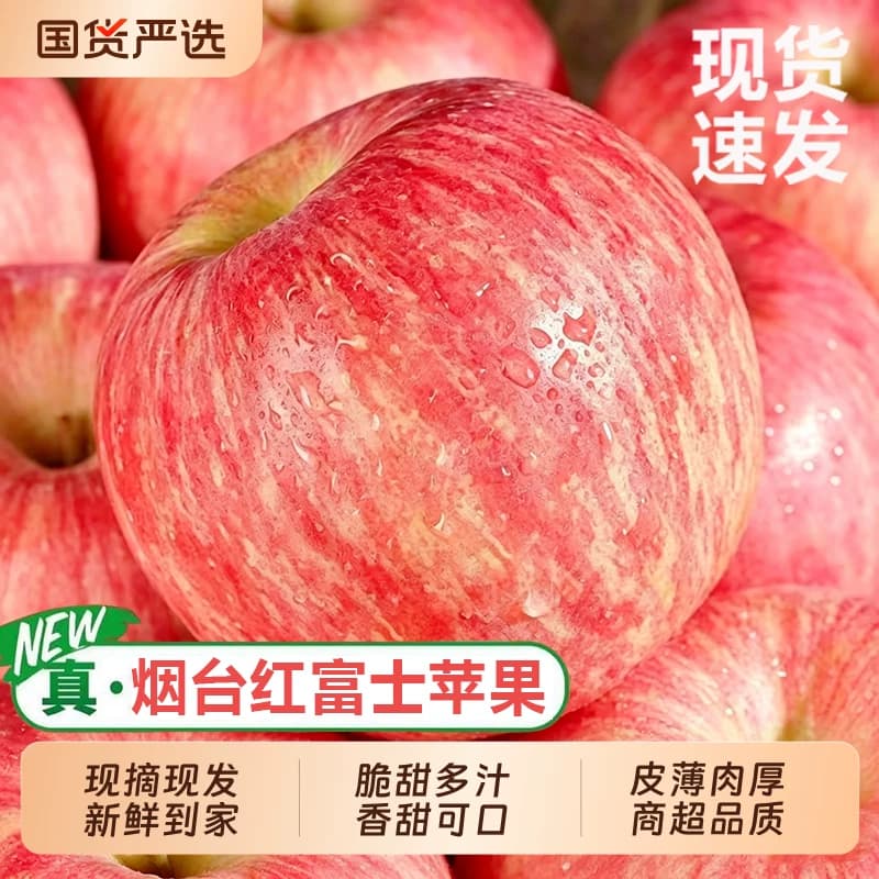 正宗烟台红富士苹果新鲜水果当季现摘山东栖霞脆甜冰糖心苹果整箱 - 商品图1