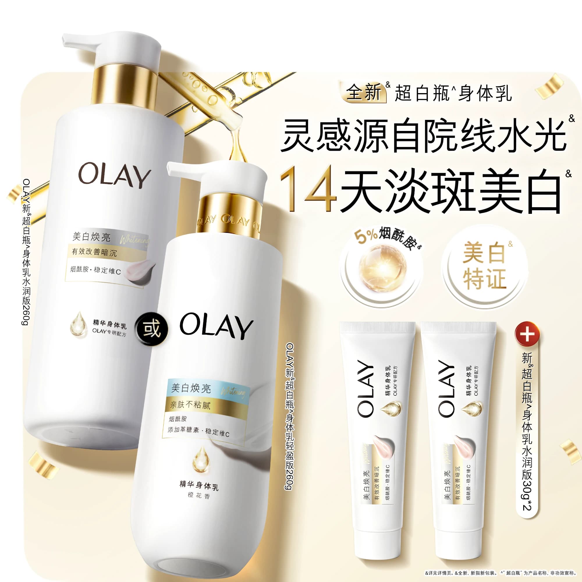 OLAY超白瓶美白身体乳皮肤干燥添加烟酰胺保湿补水滋润持久留香 - 商品图1
