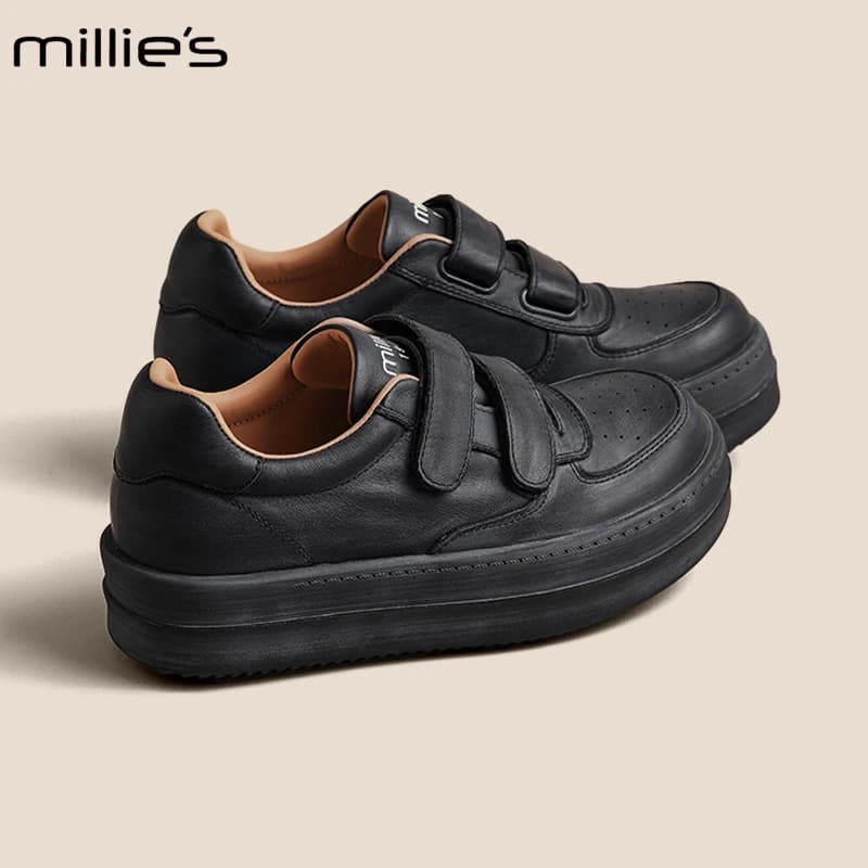 MILLIE'S/妙丽2026秋季款时尚百搭厚底板鞋女简约舒适休闲运动鞋P - 商品图1