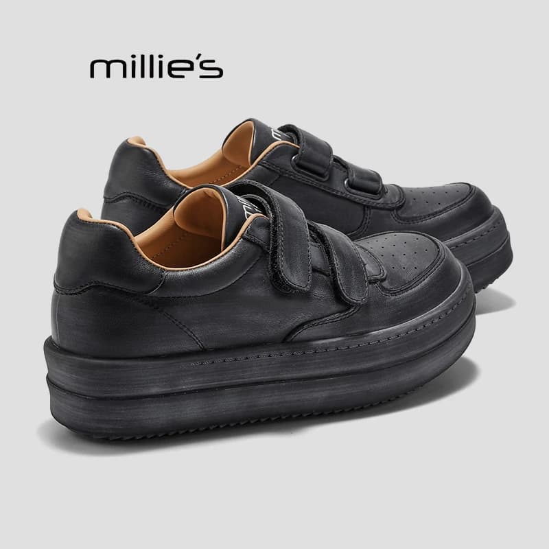 MILLIE'S/妙丽秋季真皮户外透气防滑厚底百搭休闲女士增高运动鞋P - 商品图1