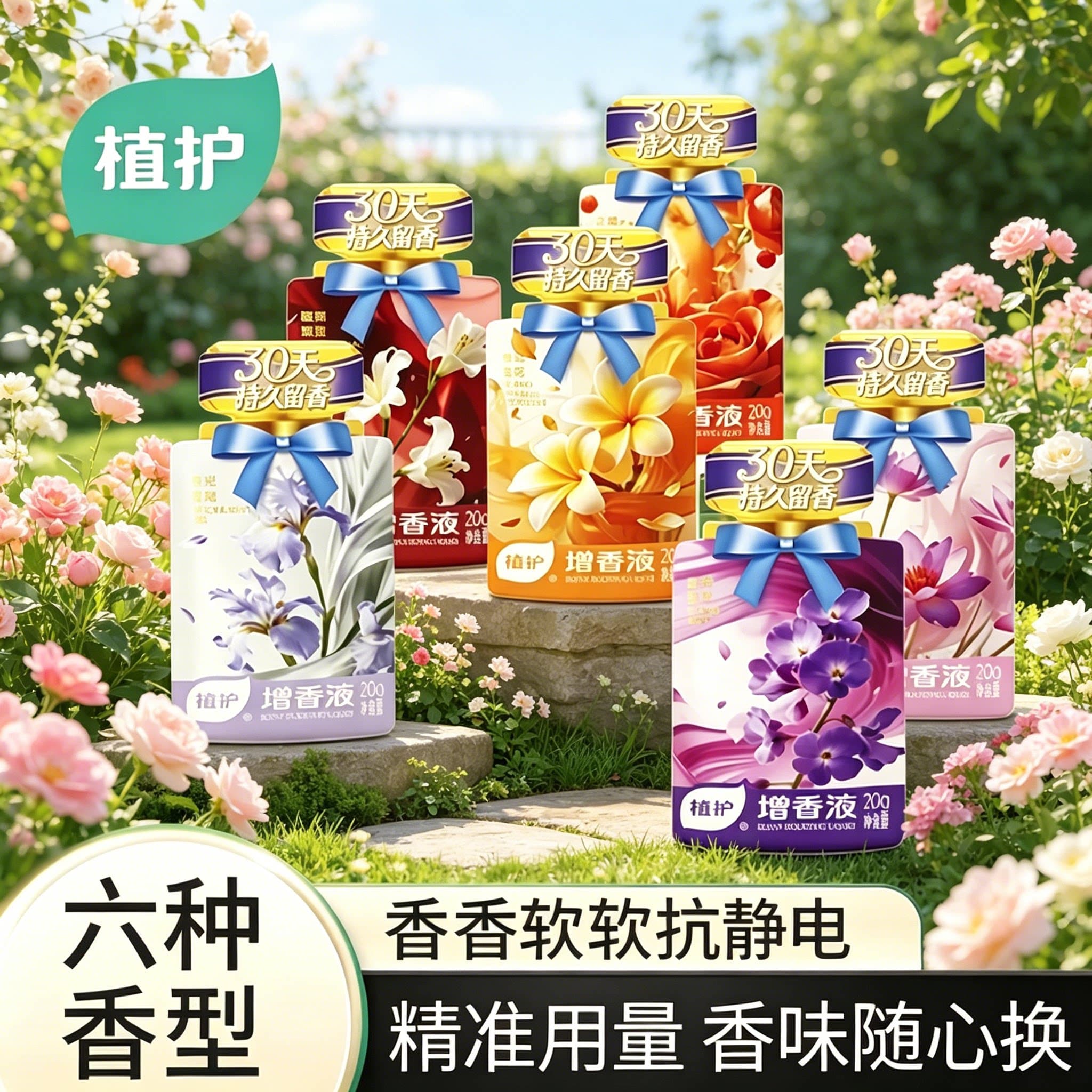 植护增香液衣物柔顺剂独立小袋装浓缩浓香除菌剂防静电护衣增柔 - 商品图1