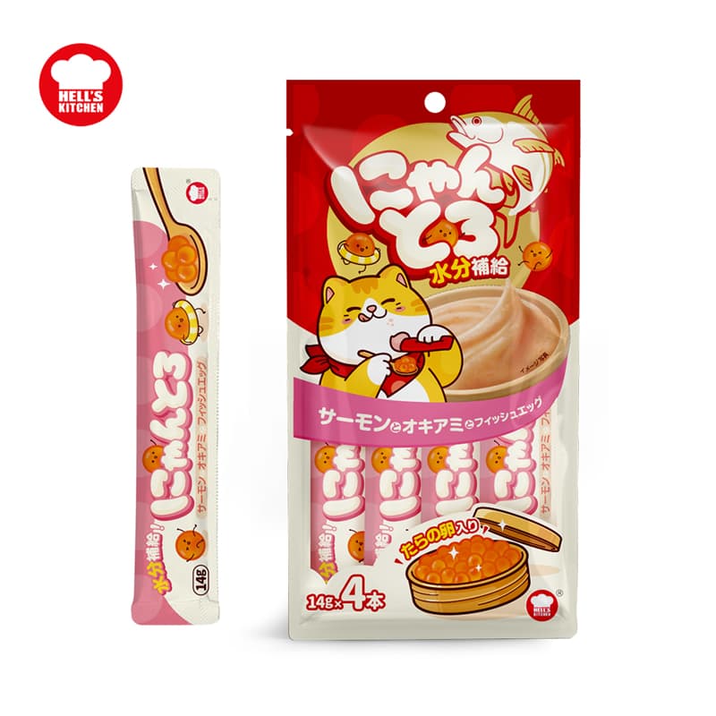 地狱厨房(Hell's Kitchen)地狱厨房 猫条 猫零食成幼猫通用猫咪零食营养猫湿粮鱼籽猫条 三文鱼系列14g*4支 单品 - 商品图1