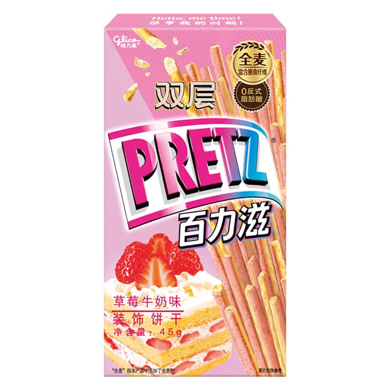 格力高(Glico)零食饼干棒办公室休闲零食春日野餐多口味装饰饼干 草莓牛奶味45g - 商品图1