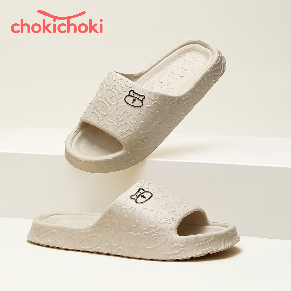 ChokichokiEVA凉拖鞋男夏季厚软底本命年红女居家家用情侣拖鞋防滑不易臭脚 卡其色 可爱小熊 40-41 (260mm) - 商品图1