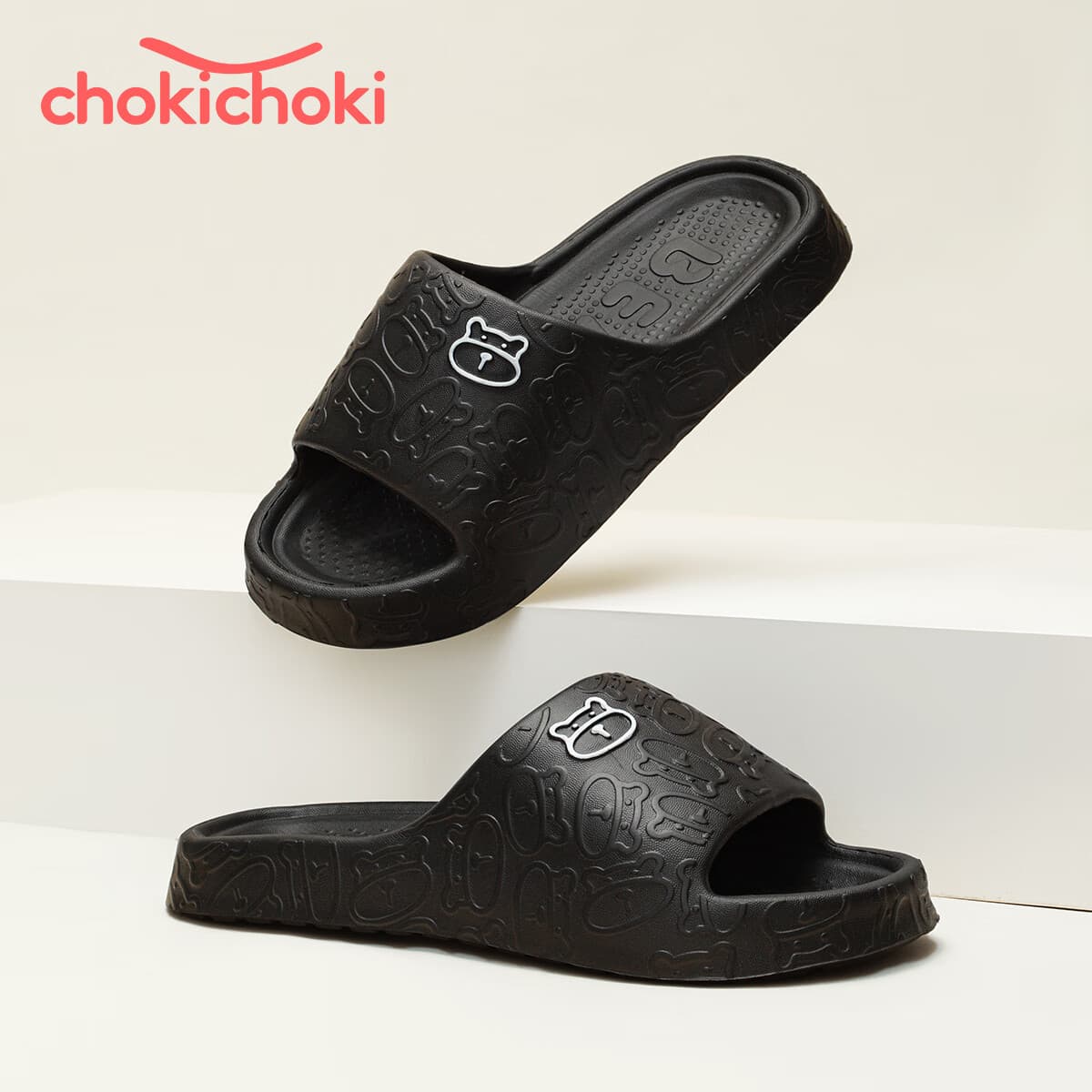 ChokichokiEVA凉拖鞋男夏季厚软底本命年红女居家家用情侣拖鞋防滑不易臭脚 黑色 可爱小熊 42-43 (270mm) - 商品图1