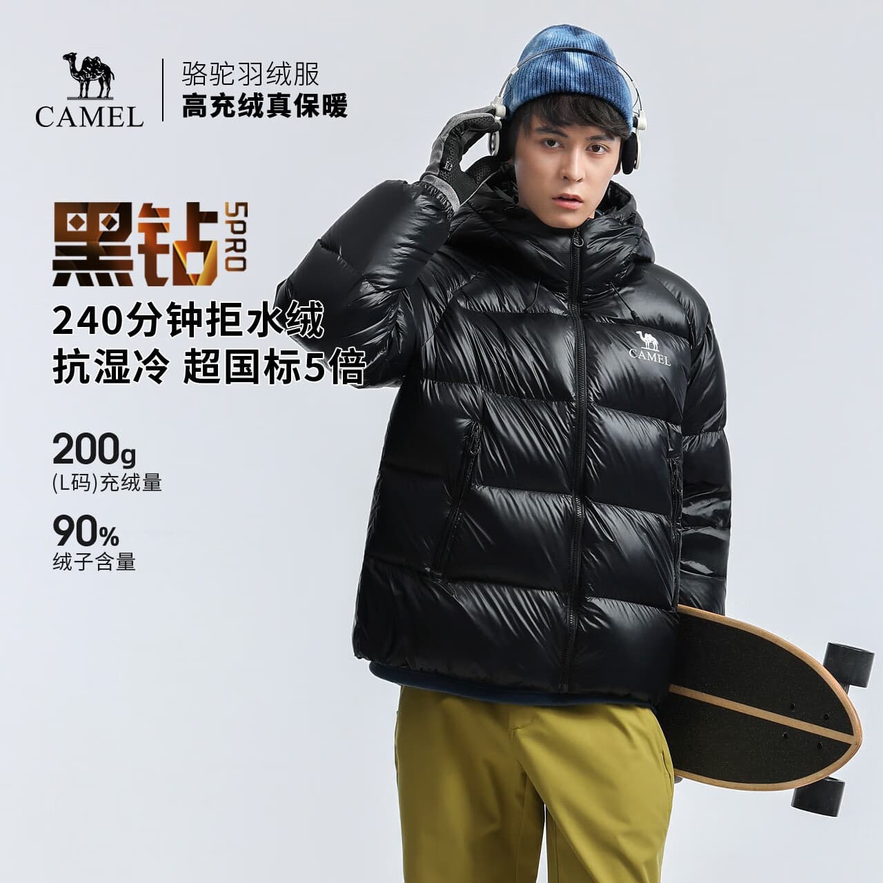 骆驼(CAMEL)【黑钻5PRO】户外羽绒服蓄热保暖抗静电鸭绒面包服外套 - 商品图1