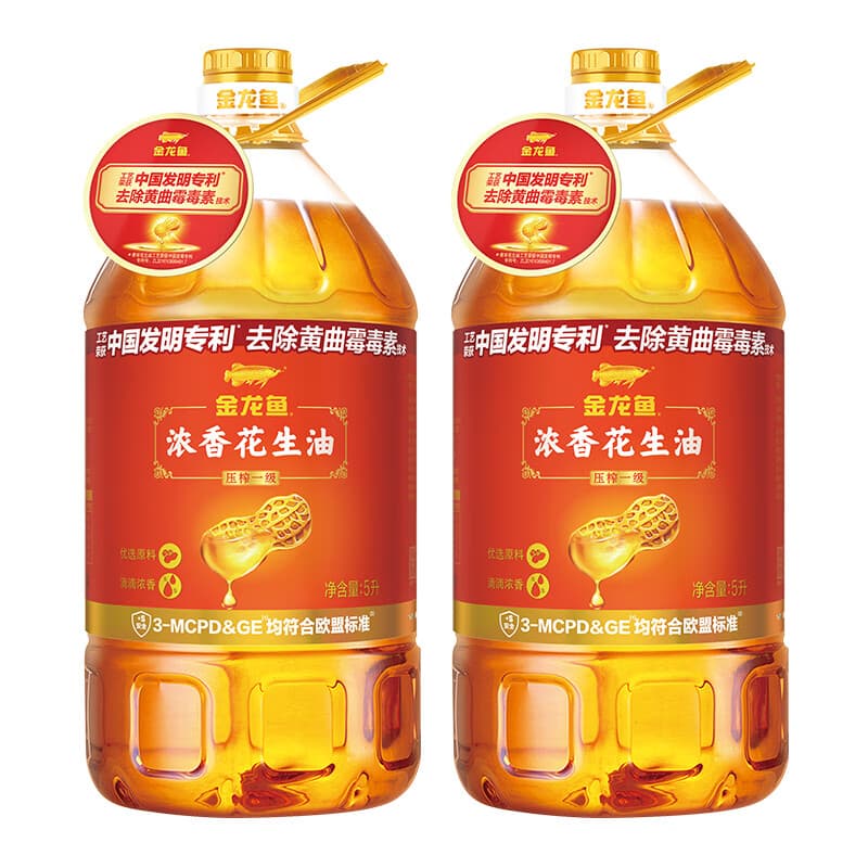 金龙鱼食用油 浓香花生油5L 压榨一级 家用炒菜桶装 5L*2桶 - 商品图1