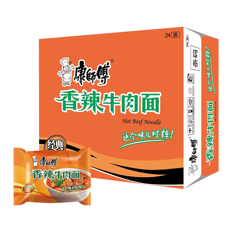 康师傅 方便面 经典香辣牛肉袋面104g*24袋 泡面整箱速食 方便食品 - 商品图1