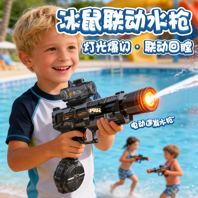 虎实小宝六一儿童节礼物男孩电动水枪自动连发呲水枪3-6-12岁高压滋水枪 - 商品图1