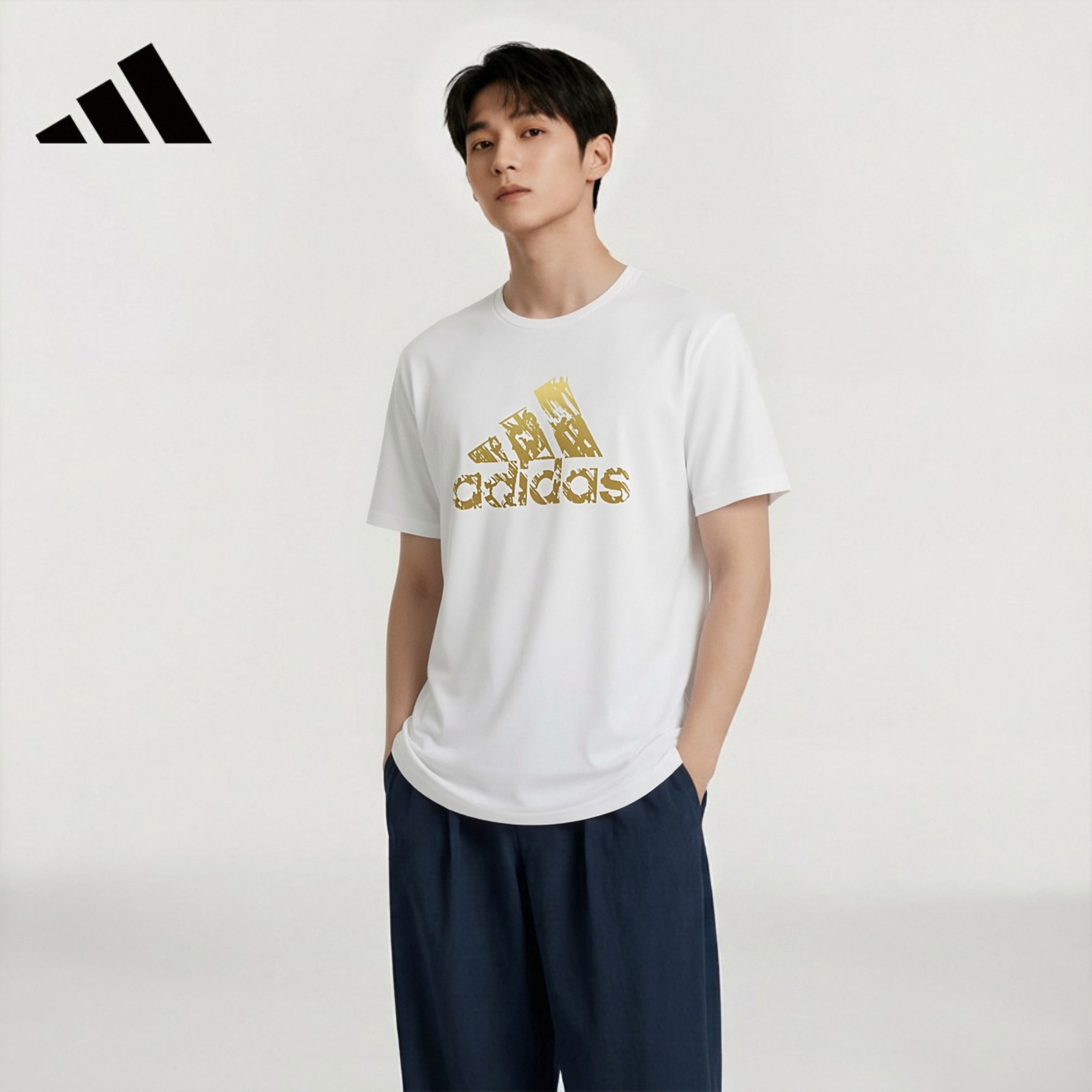 阿迪达斯(adidas)【特价清仓】夏季男女同款短袖男T恤跑步健身运动速干 白金 2XL - 商品图1