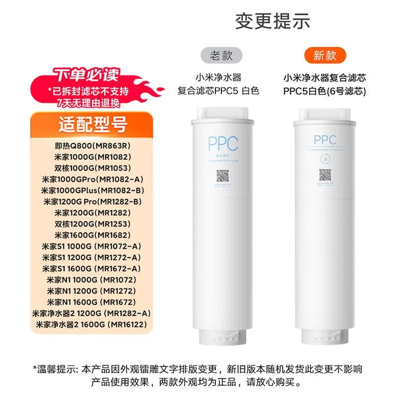 米家小米净水器复合滤芯PPC5 米家净水器复合滤芯PPC5 白色(6号滤芯)V2-FX4 - 商品图1
