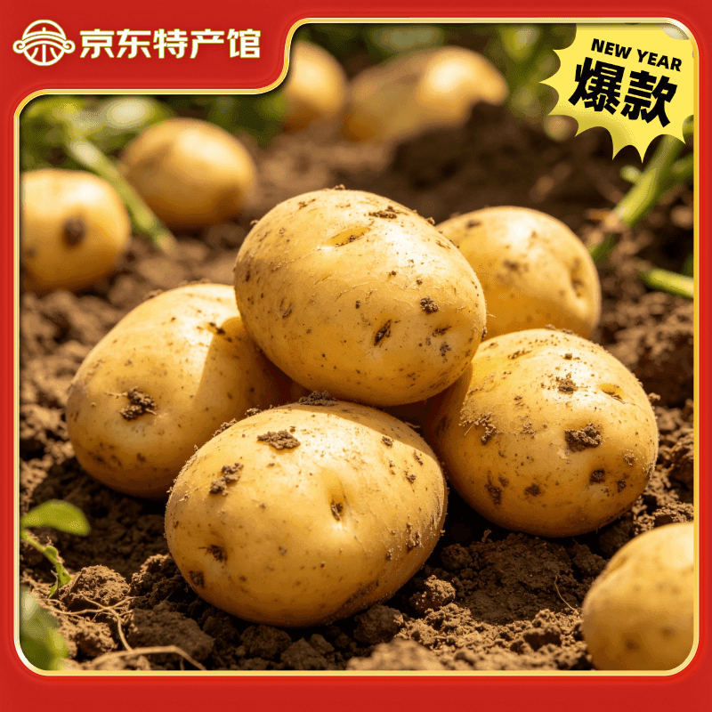 黔婆婆【今年新货】黄心土豆新鲜当季农家自种沙地粉糯黄心鲜土豆马铃薯 【2026新鲜黄皮土豆】重9斤 - 商品图1