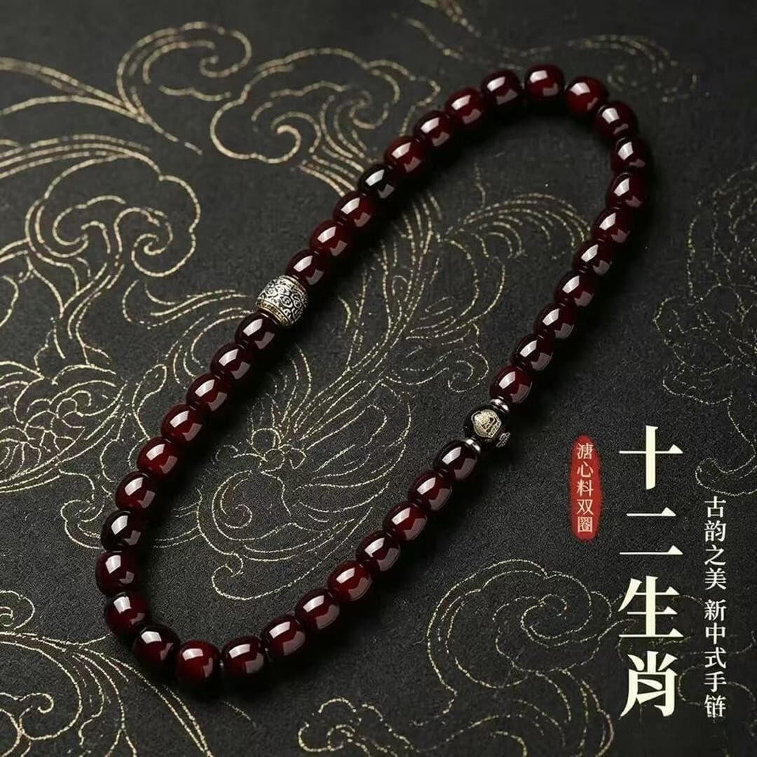 【生肖守护丨寓意祝福】中式祥云桶珠(十二生肖)玉化菩提双圈手链 【鼠】千手 - 商品图1