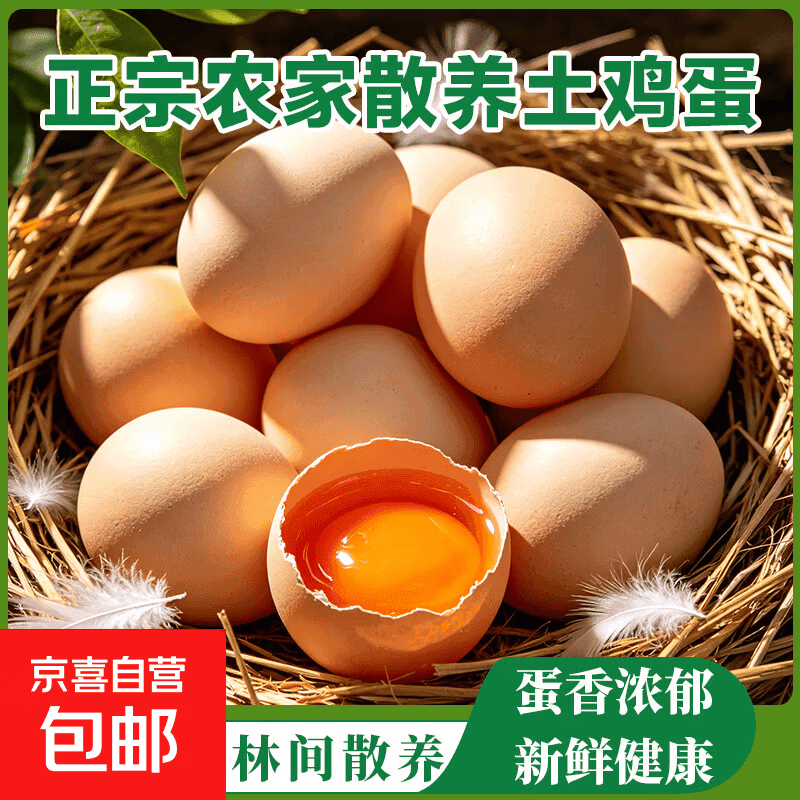 新鲜鸡蛋农家散养土鸡蛋虫草谷物饲养鸡蛋笨鸡蛋现捡现发单枚40g 土鸡蛋10枚 - 商品图1