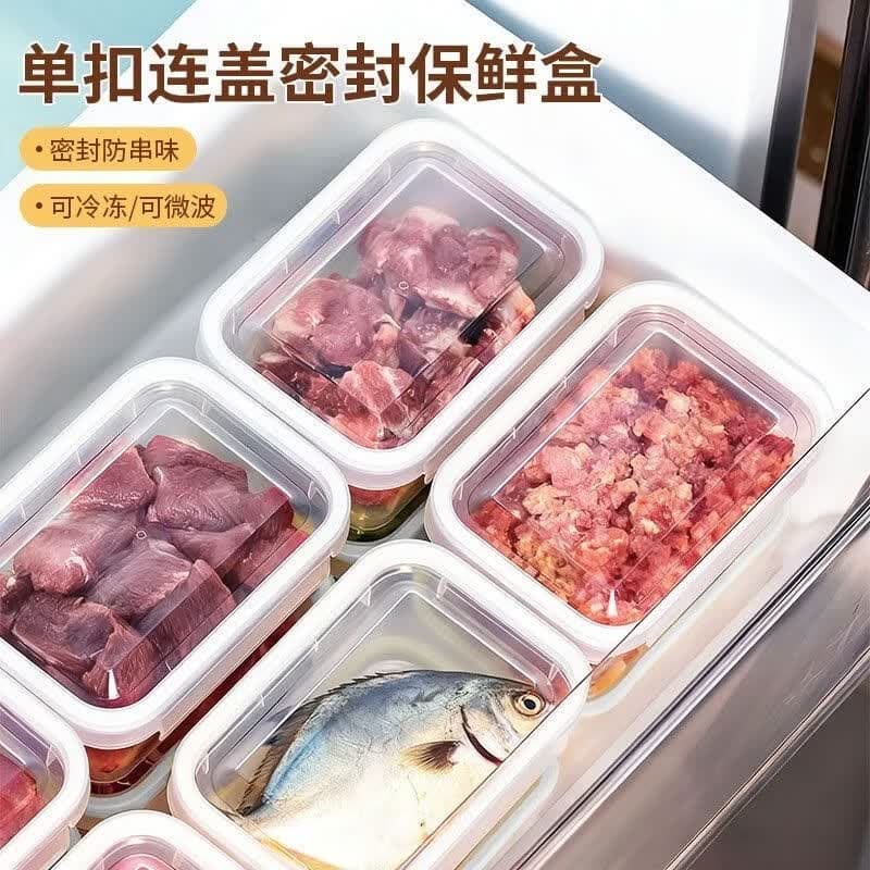 单扣连盖密封保鲜盒冰箱整理收纳盒储物盒食品级多功能分装盒cc 【超值9个装】大号中号小号各3个 小号300ml+中号600ml+大号900ml - 商品图1