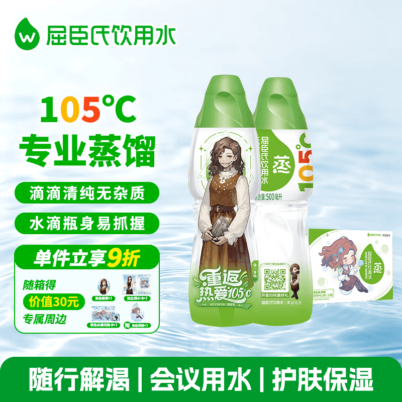 屈臣氏(Watsons)蒸馏水 X 重返未来1999 联名礼盒500ml*13瓶【牙仙款】 - 商品图1