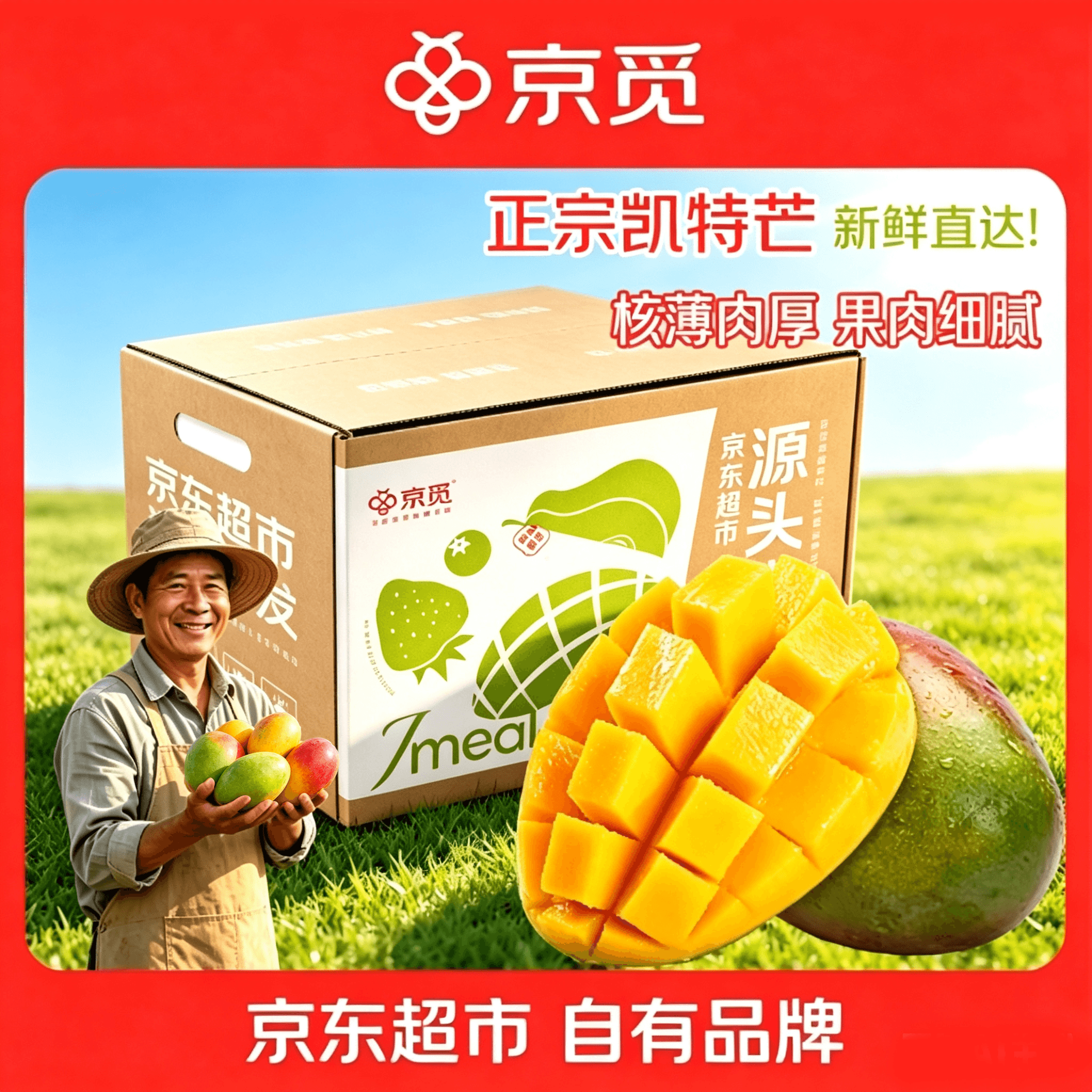 京觅攀枝花凯特芒芒果新鲜水果 源头直发包邮 净重8斤 单果300g+ - 商品图1