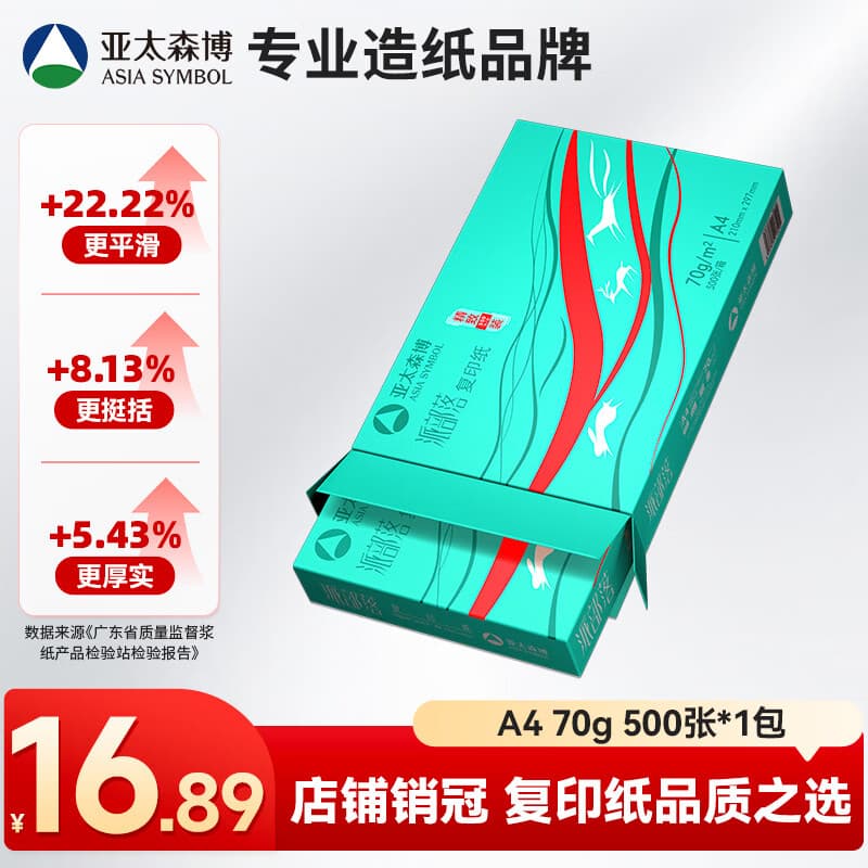 亚太森博派部落A4打印纸 70g单包装 500张复印纸 顺滑不卡纸双面打印 高性价比草稿纸【店铺销冠】 - 商品图1