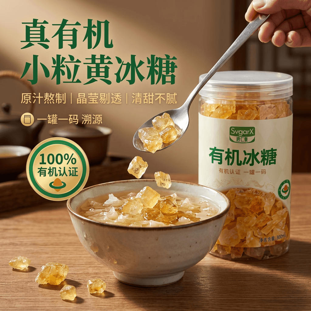 唐仁集黄冰糖 500g 【有机黄冰糖】小包装厨房烹饪烘焙调味 罐装防潮 - 商品图1