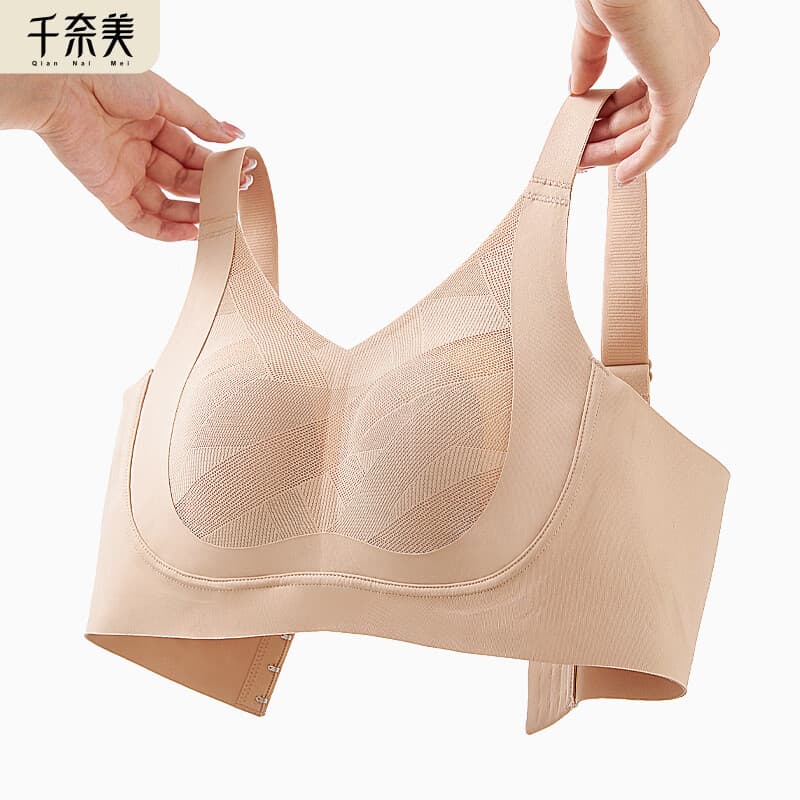 千奈美内衣女大胸显小收副乳防下垂调整型薄款文胸薄荷曼波绿 肤色 80B C - 商品图1