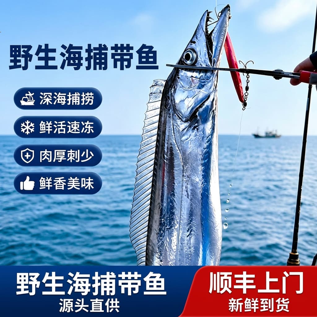 【野钓带鱼】带鱼新鲜冷冻整条带鱼小眼带鱼大号刀鱼海捕整箱海 大号野钓带鱼【整箱8-10条装】整条发货 特级精品【船冻锁鲜】好鱼不切段(3.5-4斤) - 商品图1