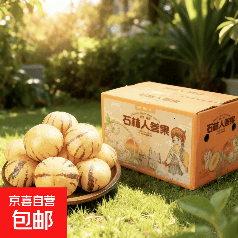 【彩箱礼盒】云南石林人参果黄心黄肉圆果中大果应季新鲜水果包邮 礼盒装5斤带箱 - 商品图1