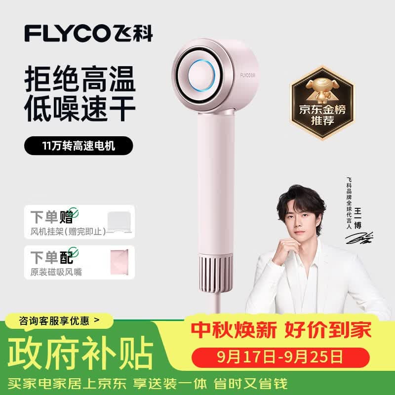 飞科(FLYCO)【王一博推荐】高速电吹风机 送女生礼物家用便携出行必备速干负离子护发吹风筒FH6371钻石粉 - 商品图1