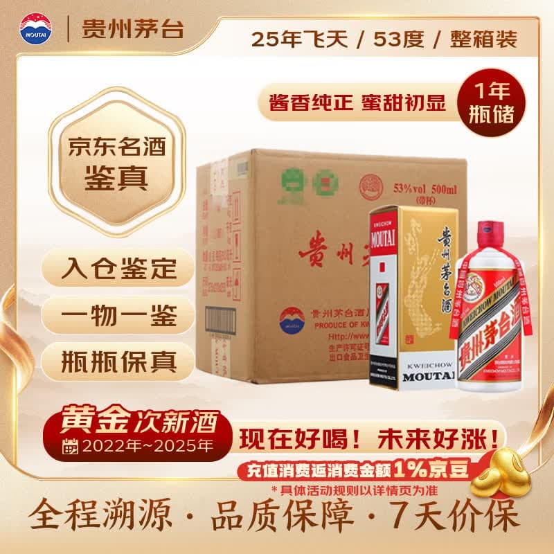 茅台2025年飞天53度 酱香型白酒 500ml*6 整箱装【名酒鉴真】 - 商品图1