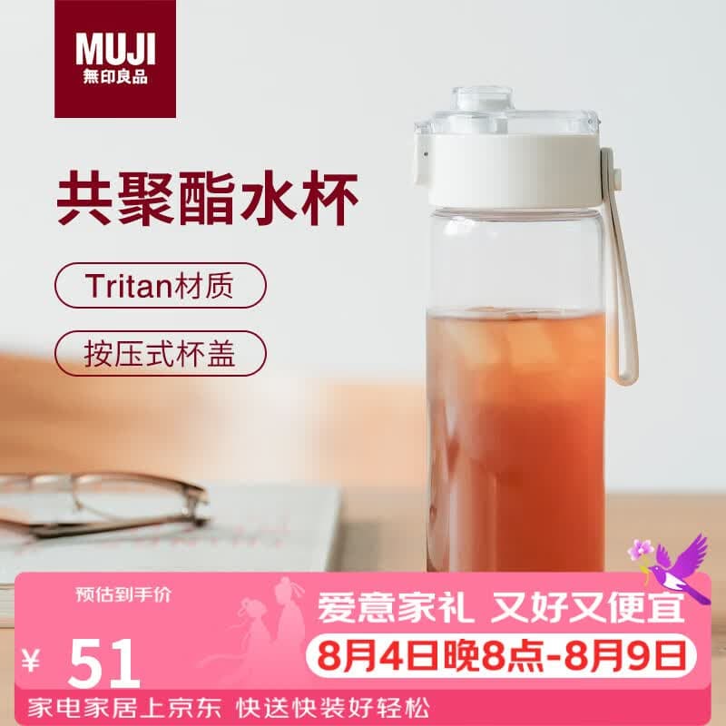 MUJI共聚酯 便携水杯 高颜值塑料杯运动水杯儿童水杯 透明 550ml - 商品图1
