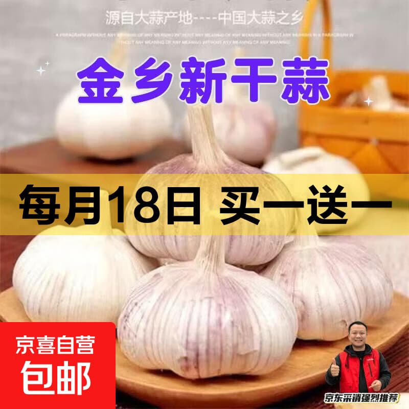 【限时买一赠一】精品金乡紫皮大蒜新鲜干蒜大蒜头蔬菜调料调味大果4.5-5cm 精品大蒜1斤装 - 商品图1