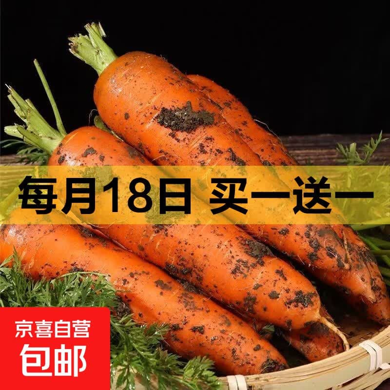 《东东买菜》河南新鲜现挖脆甜带泥胡萝卜红萝卜新鲜蔬菜咸菜泡菜 带泥胡萝卜 1.8斤 净重 - 商品图1